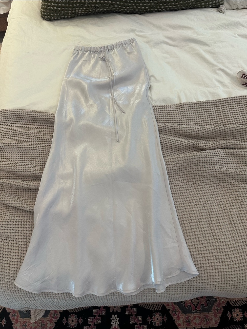 ROLLA'S Shiny White A-Line Maxi Skirt with Drawstring Waist
